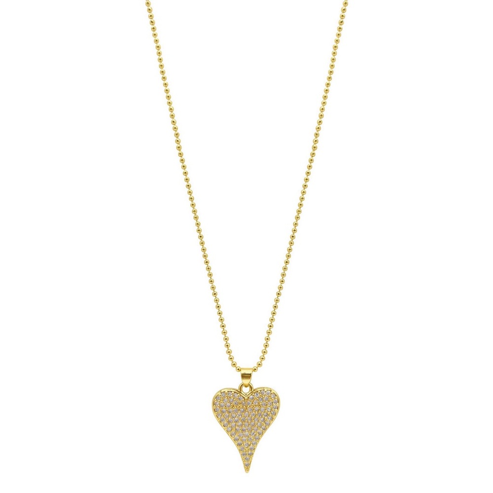 Adornos Crystal Pointy Heart On Ball Necklace